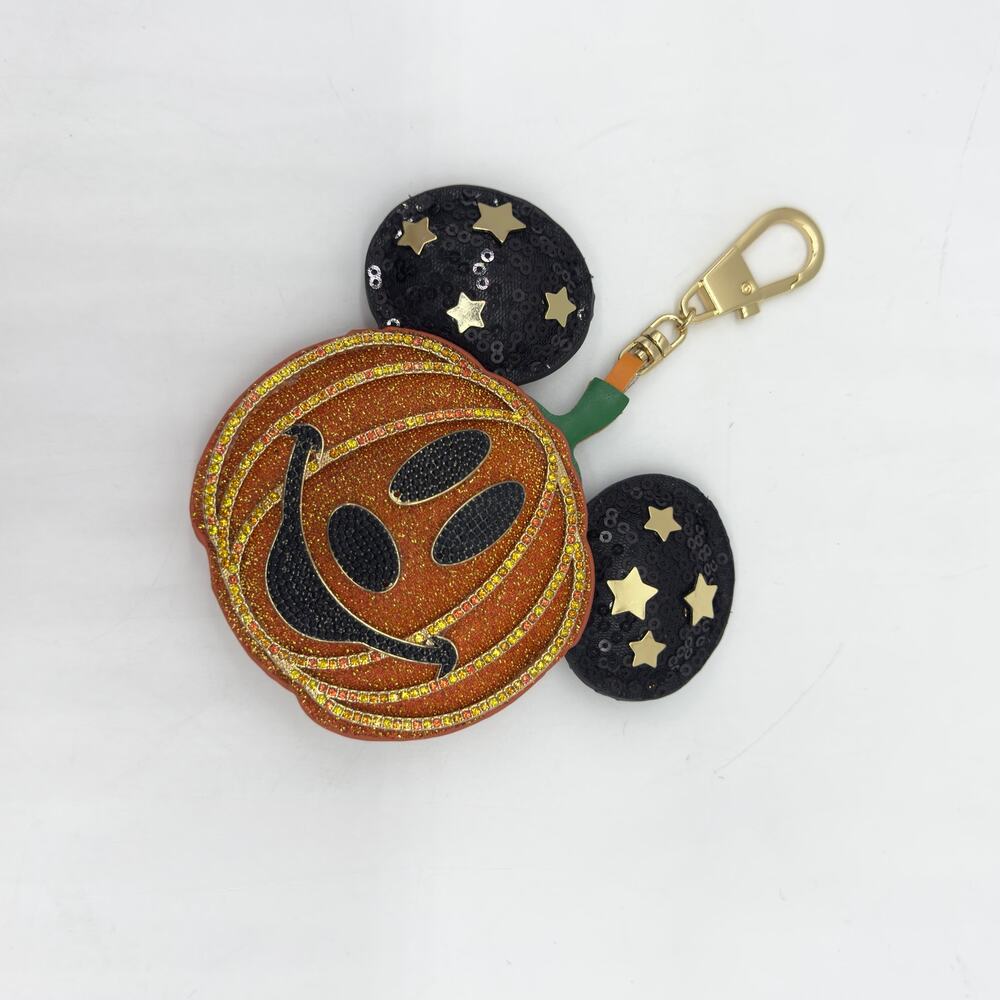 Baublebar Disney Mickey Mouse Pumpkin Jack O Lantern Puff Bag Charm Puffy NEW - Picture 2 of 9